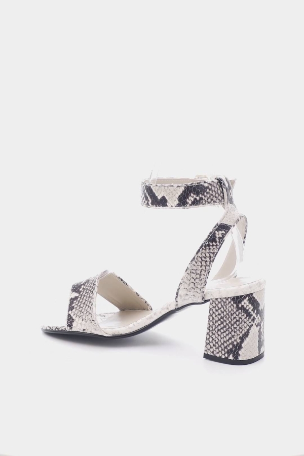 Snake Ankle Strap Block Heel Sandal