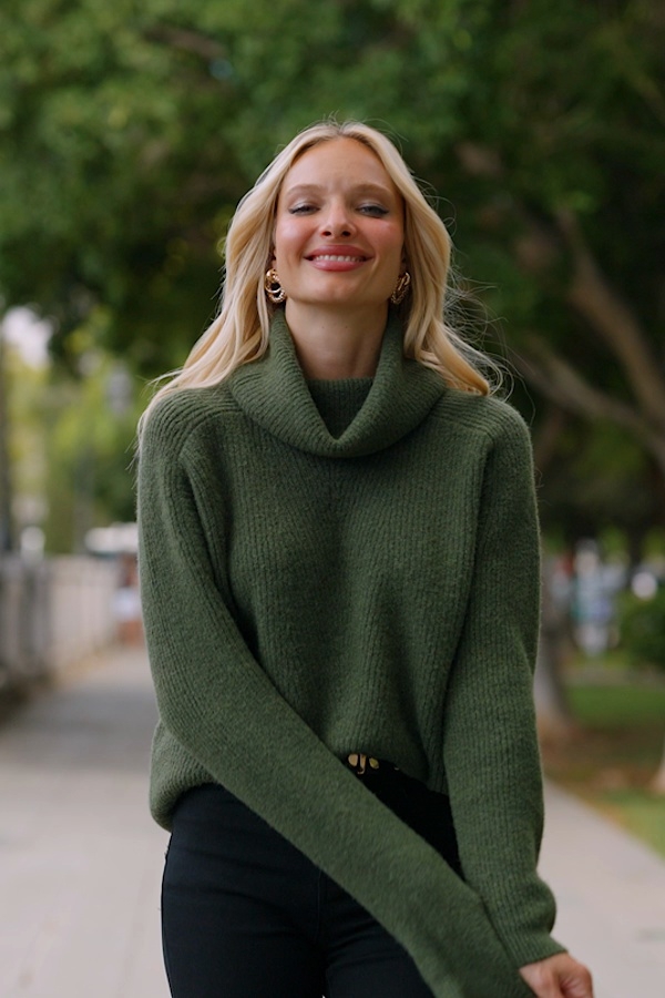 Khaki Green Roll Neck Super Soft Knitted Jumper