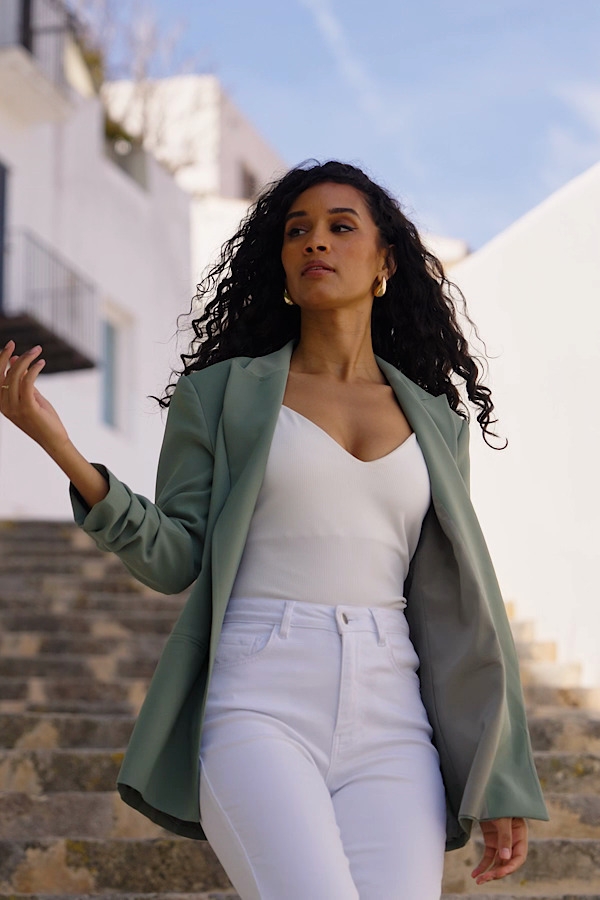 Sage Green Relaxed Fit Longline Blazer