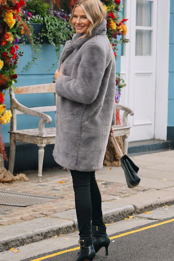 Grey Luxe Faux Fur Coat