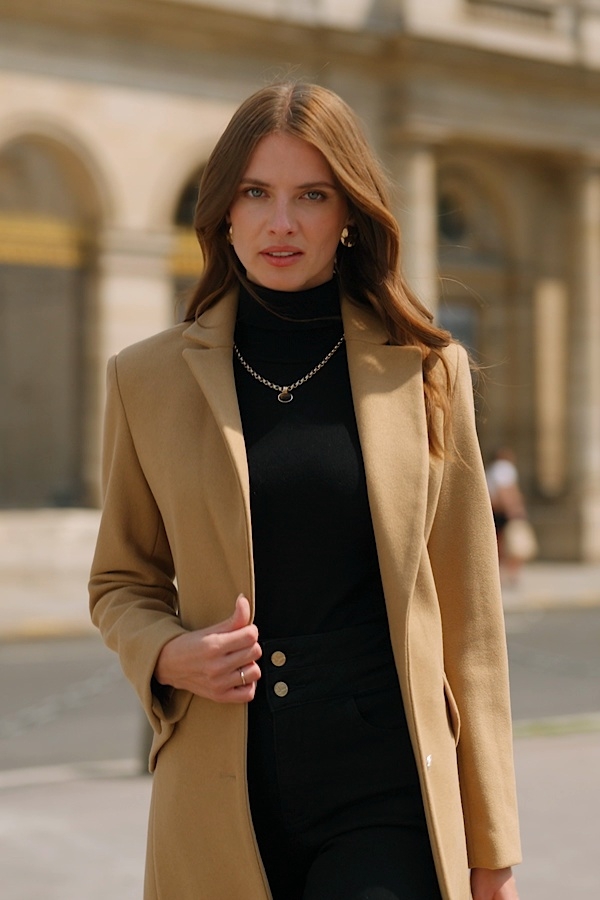 Camel Coat With Luxe Gold Buttons