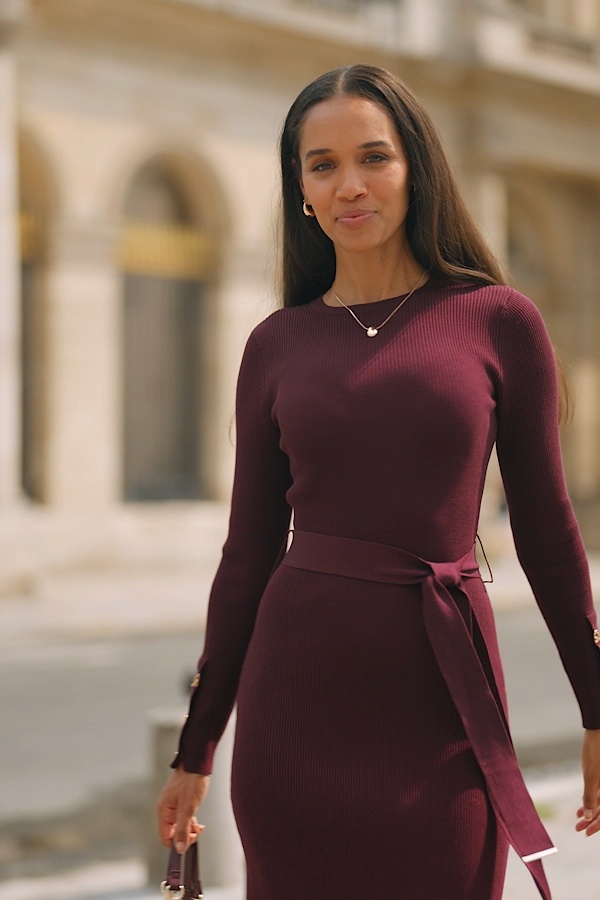 ワンピース Gabrielle Belted Knit Dress 2月上旬発送】【oxford blue