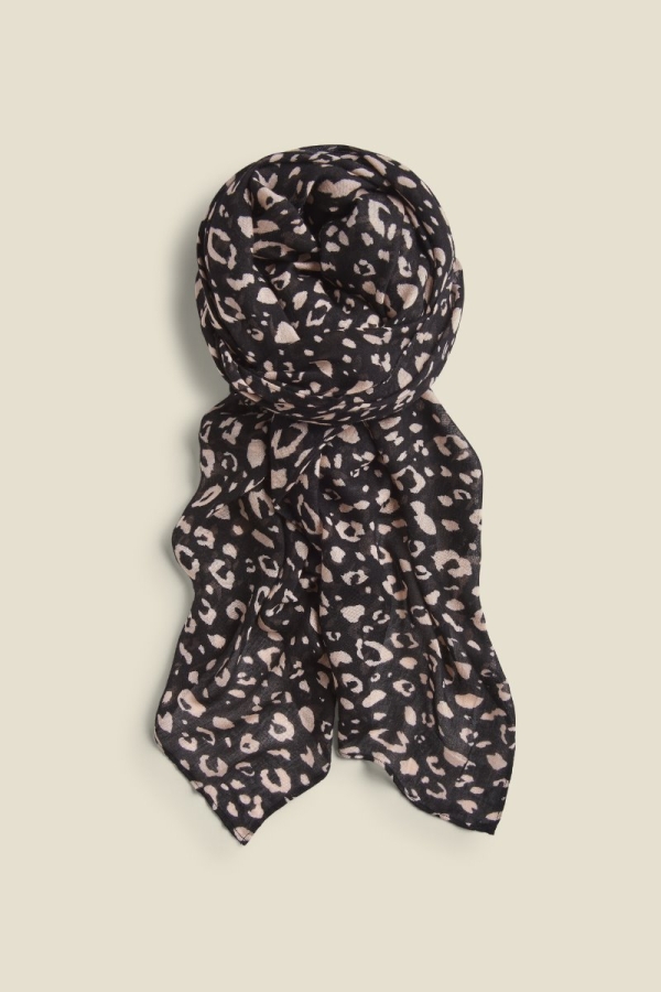 Black Leopard Print Scarf