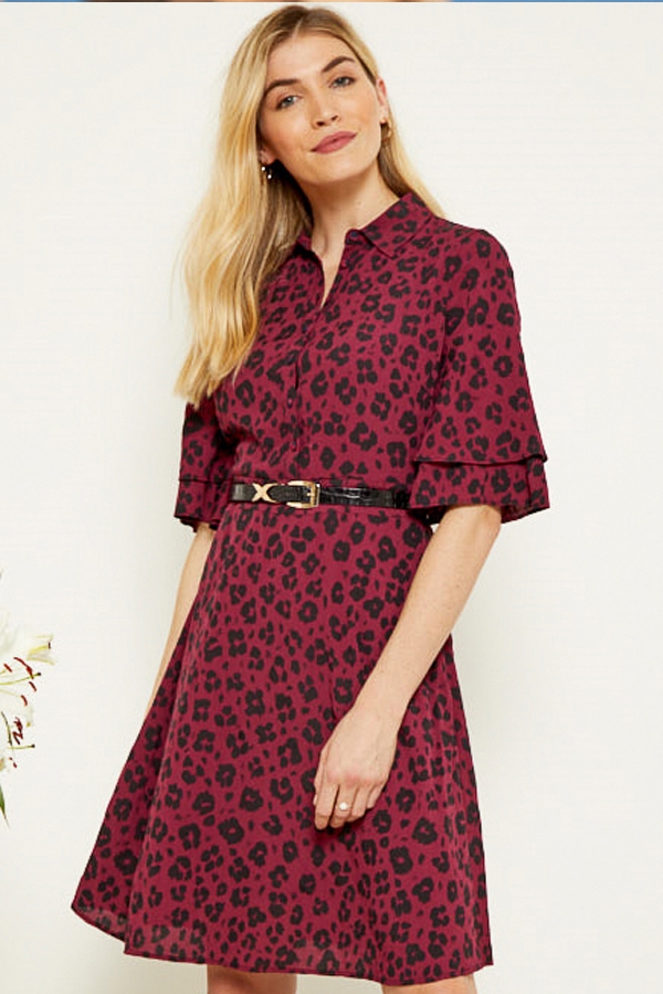 Berry & Black Animal Shirt Dress