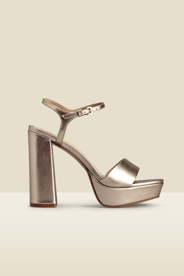 Arabella Rose Gold Leather Platform With Block Heel