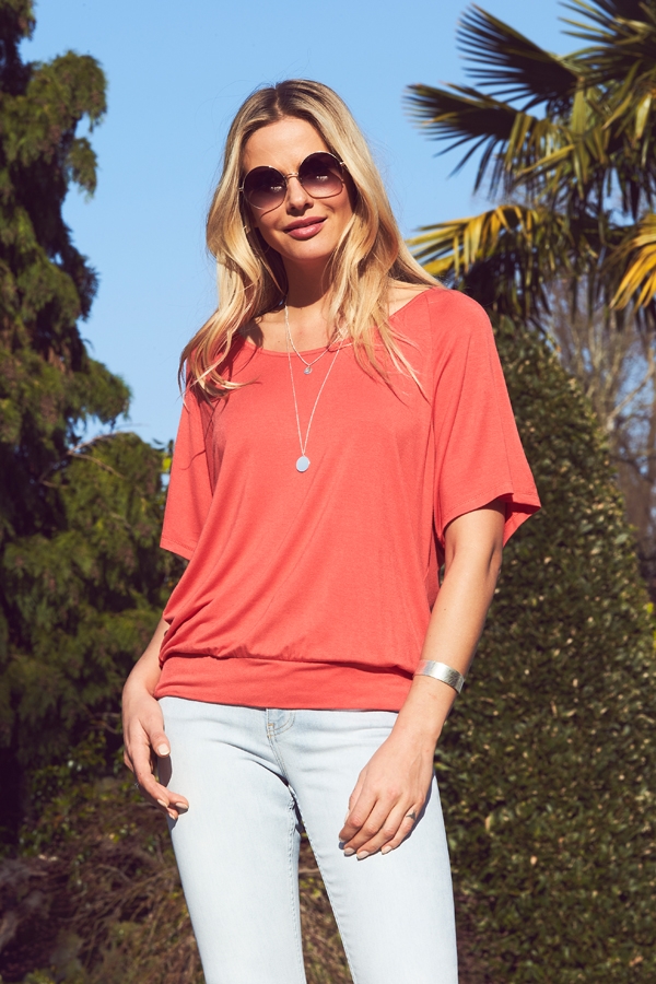 Coral Red Relaxed Fit Jersey T-Shirt