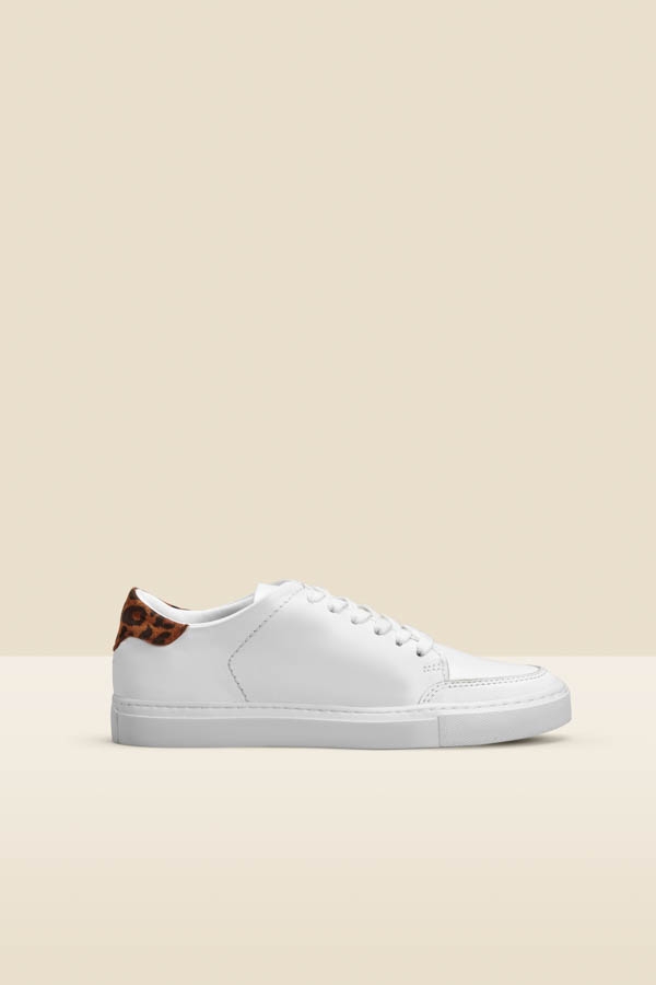 Aria Leopard Print Back Panel Detail Leather Trainers