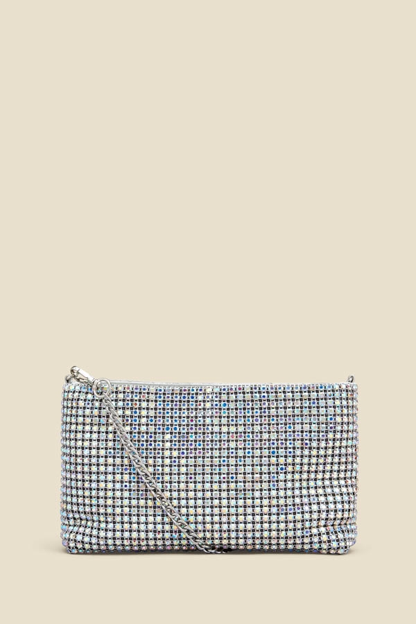 Silver Rhinestone Clutch Bag