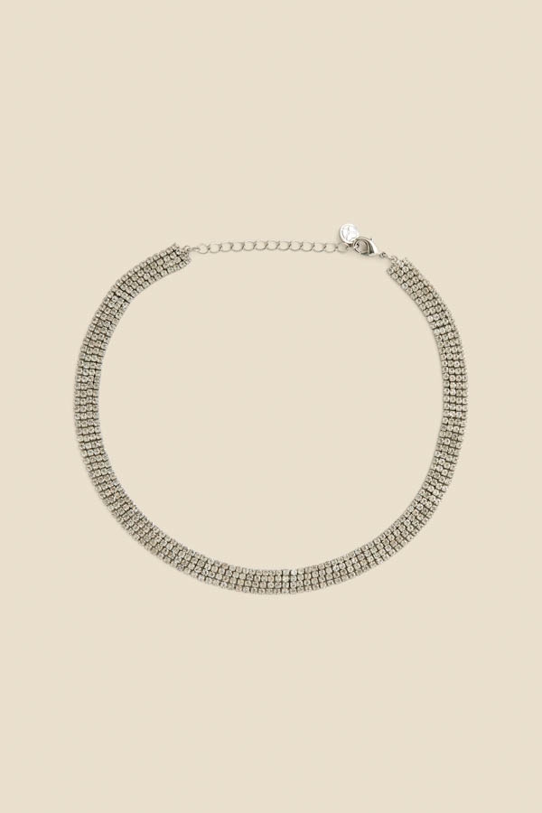 Silver Rhinestone Choker Necklace
