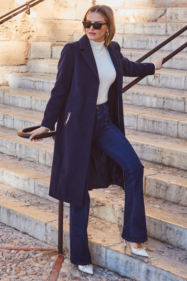 Navy Blue Premium Longline Coat