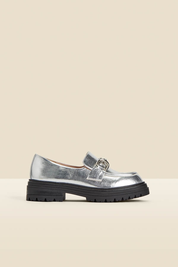 Silver Chain Trim Chunky Loafers