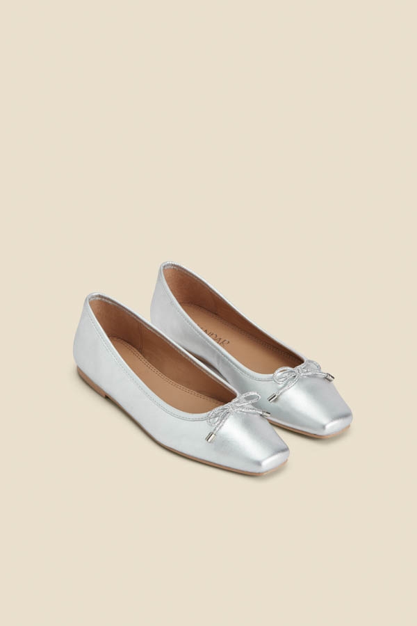Silver Square Toe Ballet Pumps