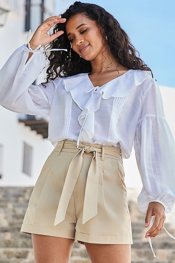 Ivory Ruffle Detail Blouse