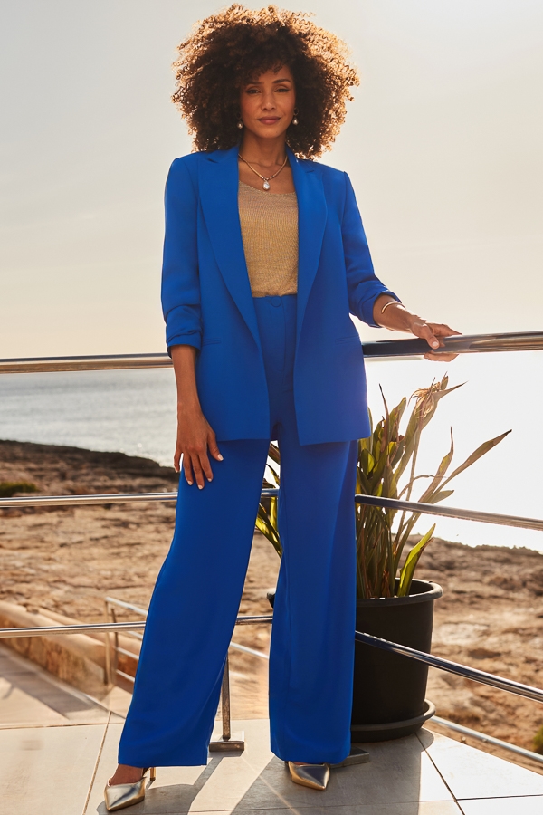 Cobalt Blue Wide Leg Trousers