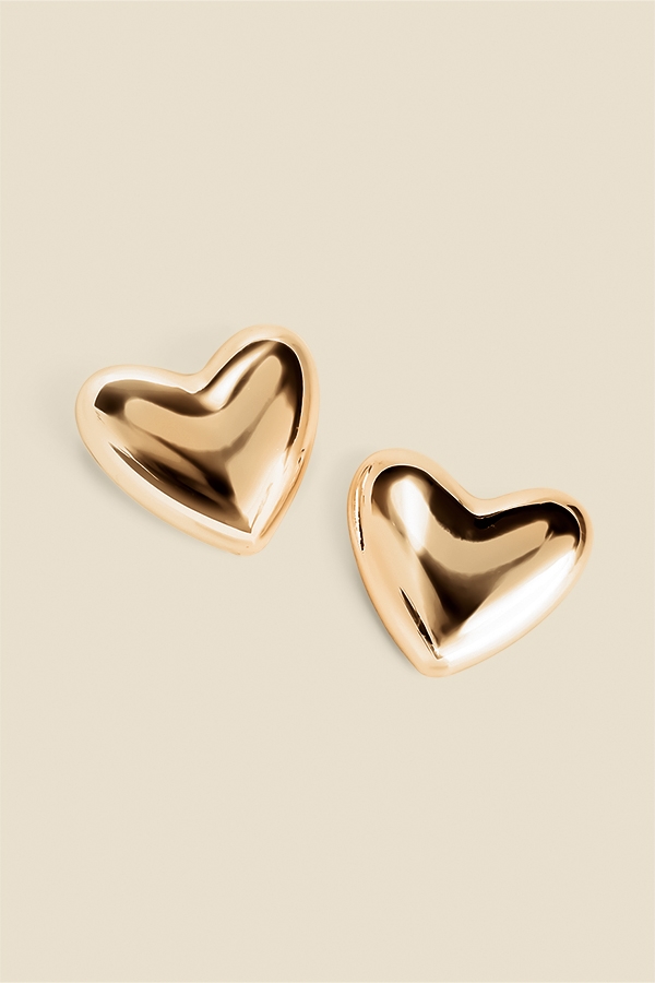Gold Heart Stud Earrings