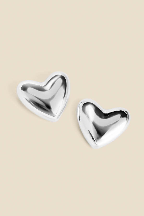 Silver Heart Stud Earrings