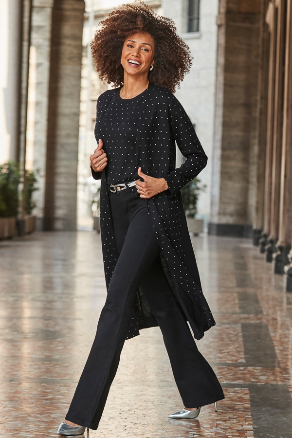 Black Embellished Longline Cardigan