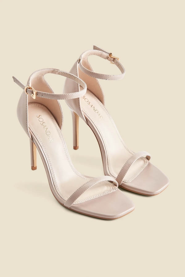 Ecru Square Toe Barely There Sandals