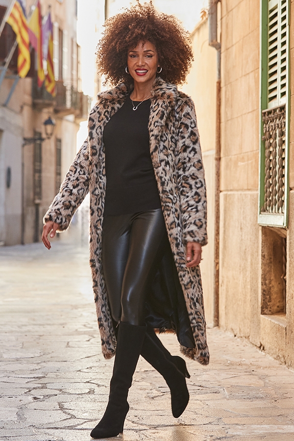 Black Rose Gold Button & Zip Detail Leather Look Leggings