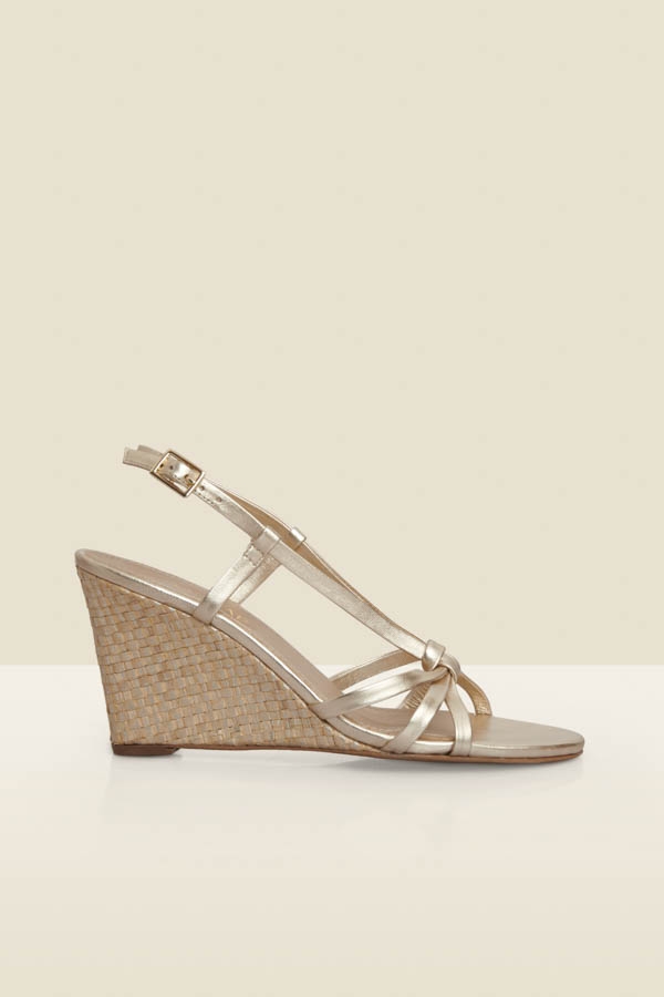 Champagne Gold Strappy Wedge Heel Sandals