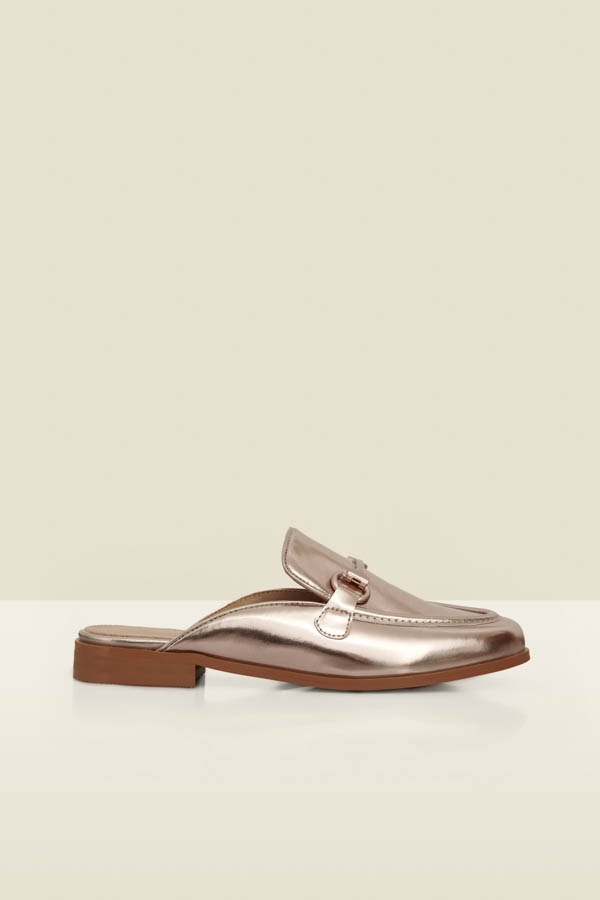 Champagne Gold Snaffle Trim Mule Loafer