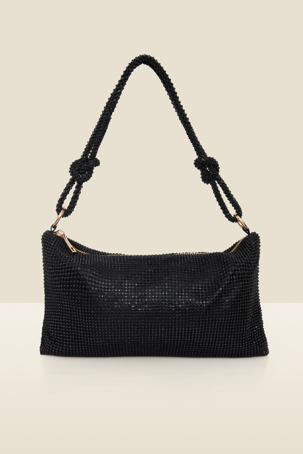 Black Rhinestone Knot Detail Bag