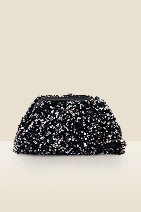 Black Sequin Clutch Bag