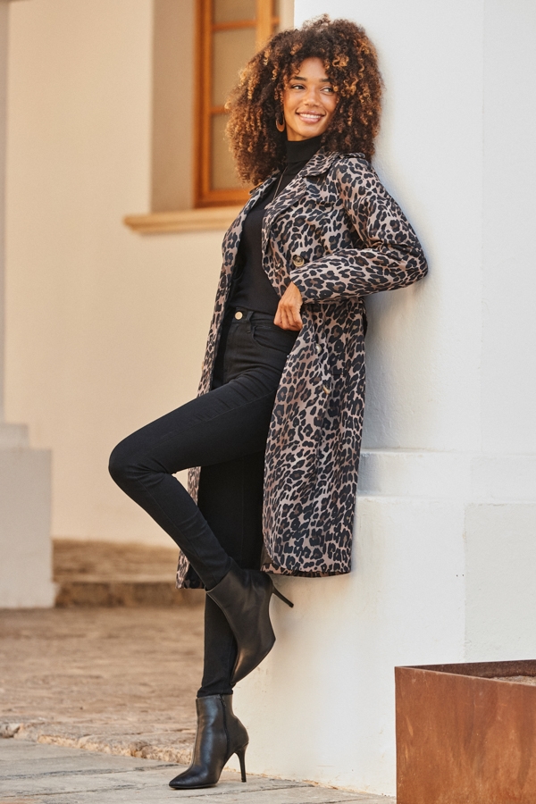 Leopard Print Trench Coat