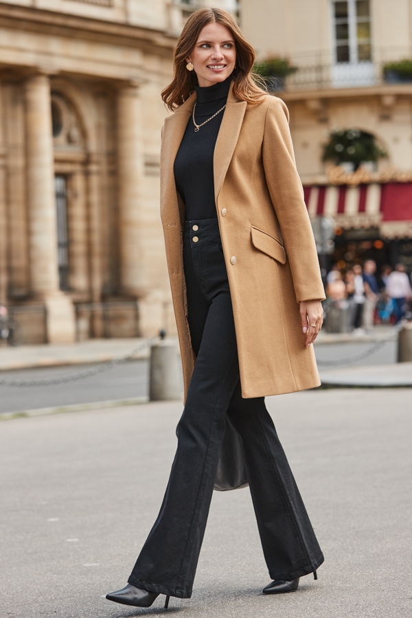 Camel Coat With Luxe Gold Buttons