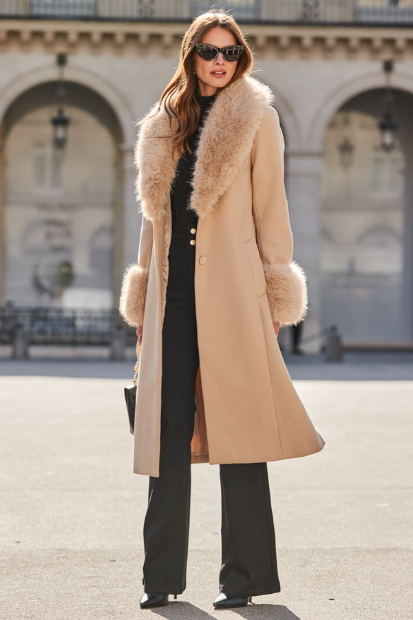 Camel Longline Belted 2-In-1 Coat