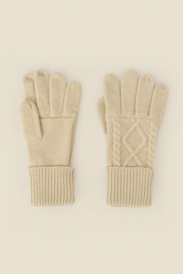 Natural Cable Knit Gloves