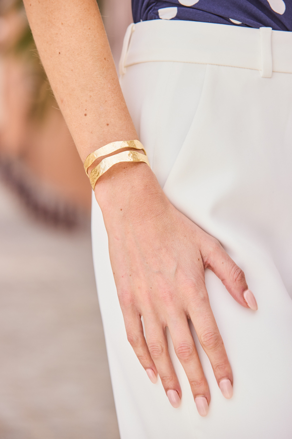 Gold Plated Hammered Cut Out Bangle Bracelet
