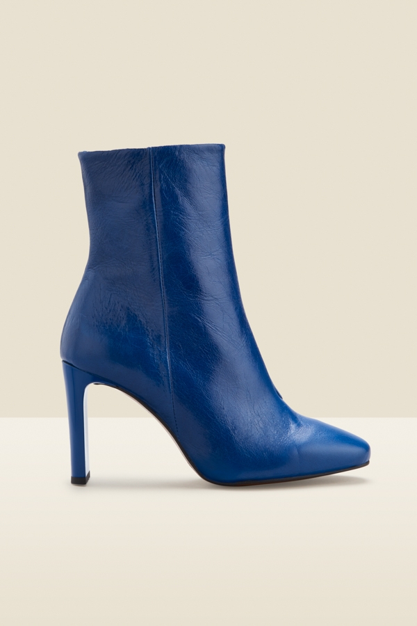 Riley Electric Blue Leather Slim Heel Ankle Boot