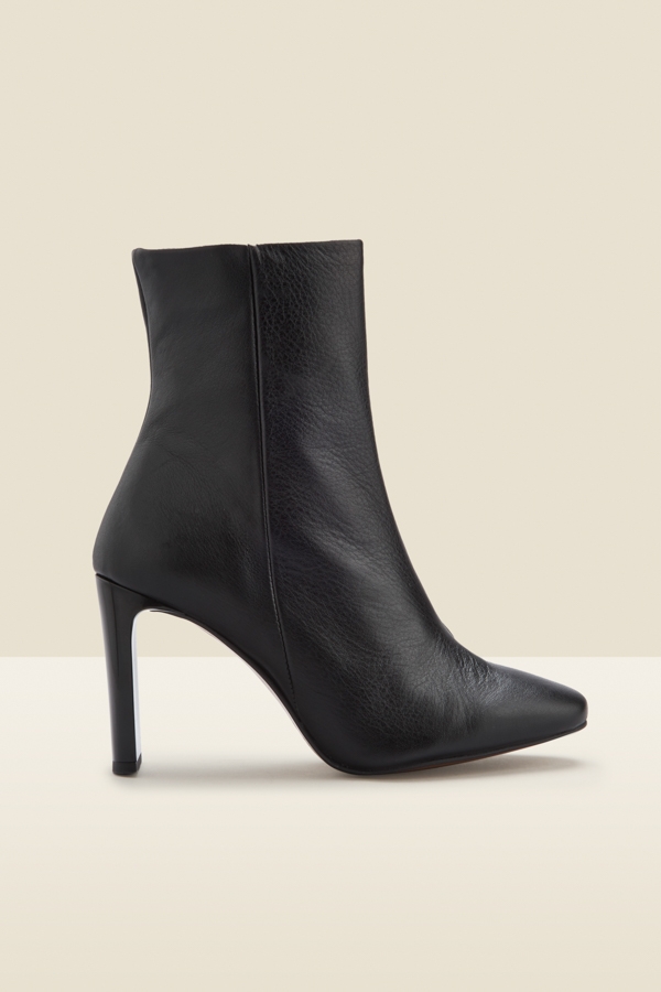 Riley Black Leather Slim Heel Ankle Boot