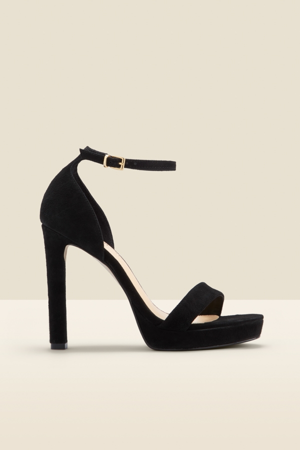 Serene Black Leather Barely There Platform Heels