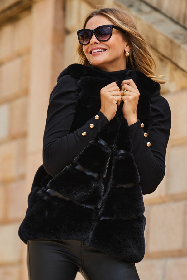Black Luxe Faux Fur Gilet