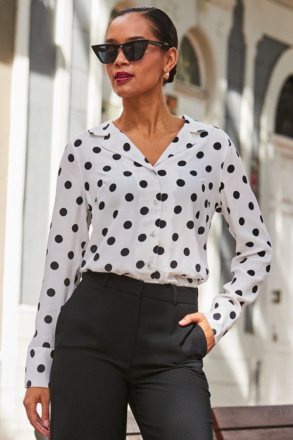 Ivory & Black Spot Print Shirt