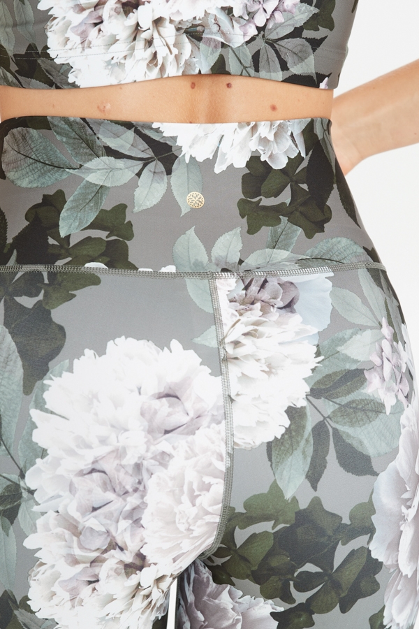 Leggings Depot High Waisted Floral & Space Print Leggings - Plus Sizes, Opaque, Peach Skin Fabric