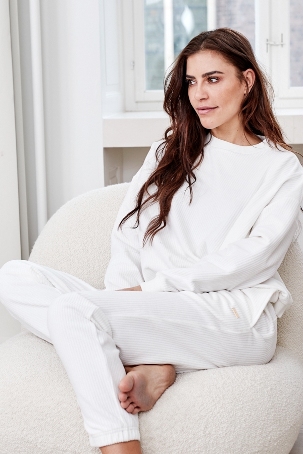 Marley Ivory Super Soft Rib Slim Fit Joggers