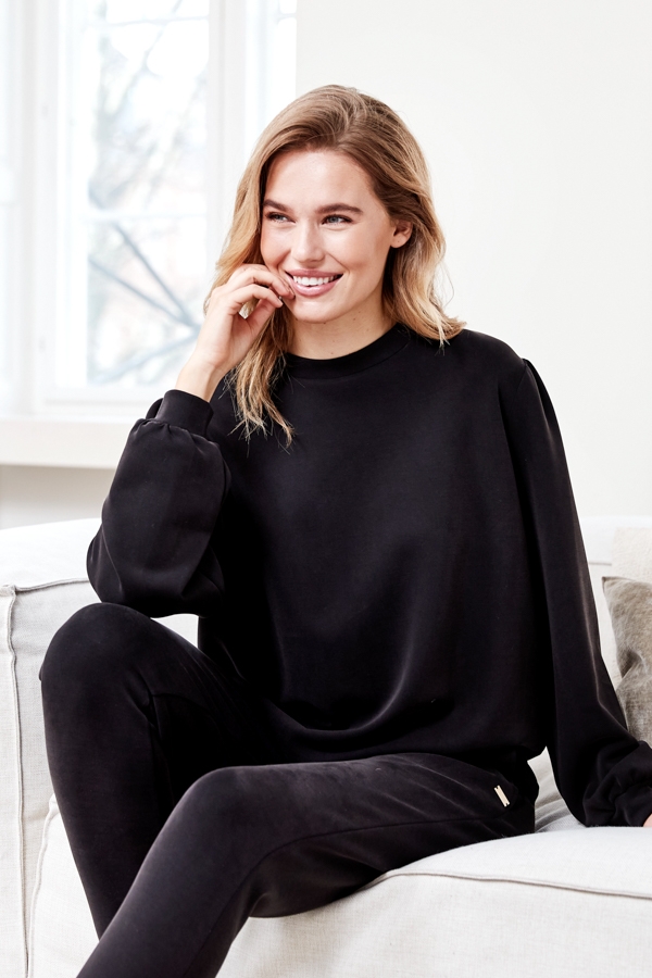 Julia Black Balloon Sleeve Soft Touch Sweatshirt