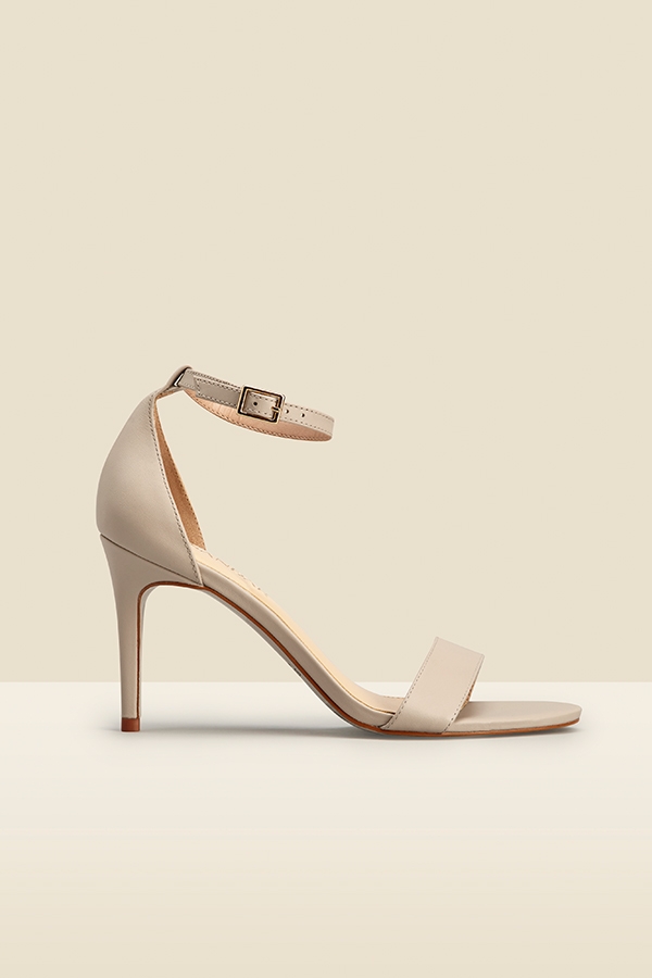 Nia Ecru Leather Barely There High Sandal (9cm Heel)