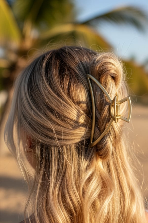 Gold Frame Hair Claw Clip
