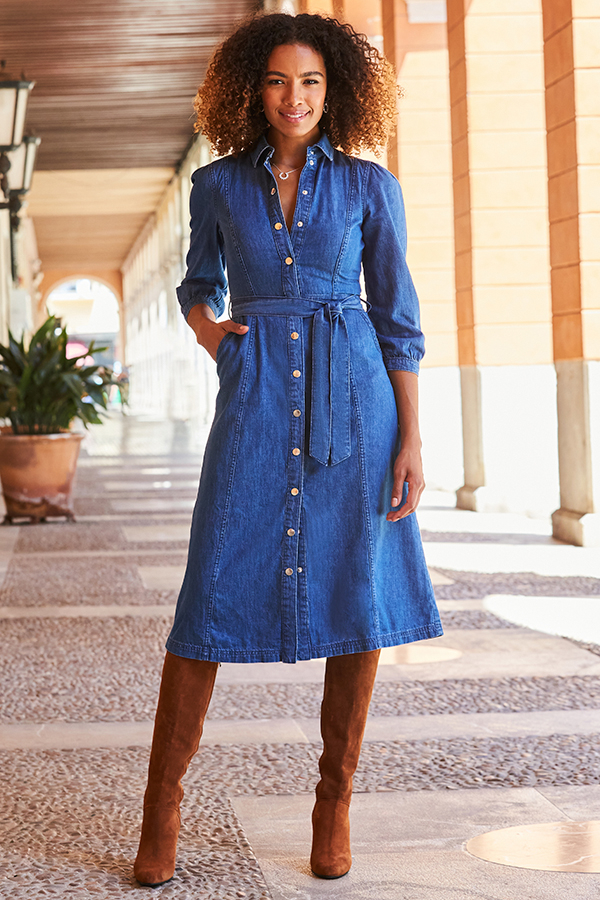 ワンピース herlipto Denim Shirt Belted Dress M セール】Menton Denim Shirt Dress（ワンピース）｜Her lip to（ハー
