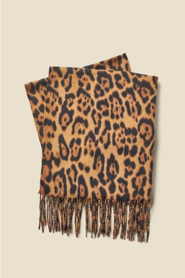 Leopard Print Scarf With Tassels