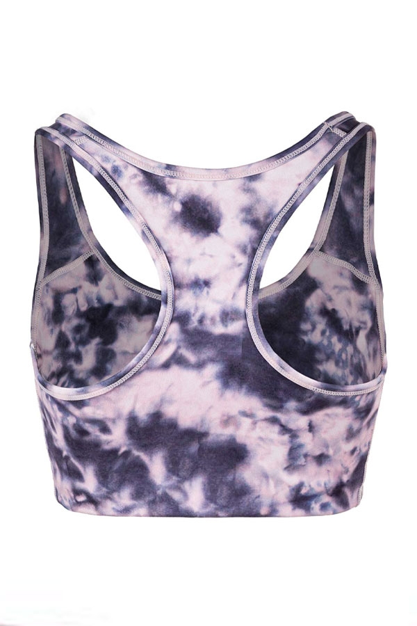 Chic Tie Dye Print Racerback Sports Bra