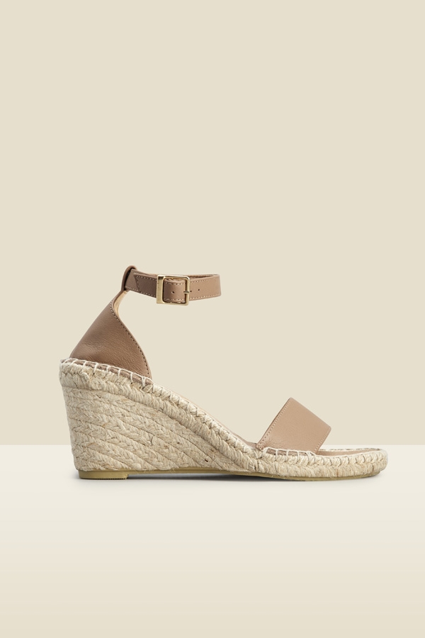 Poesy Taupe Leather Wedge Espadrille