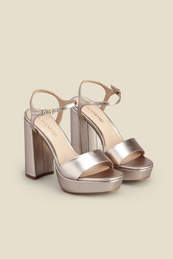 Arabella Rose Gold Leather Platform With Block Heel