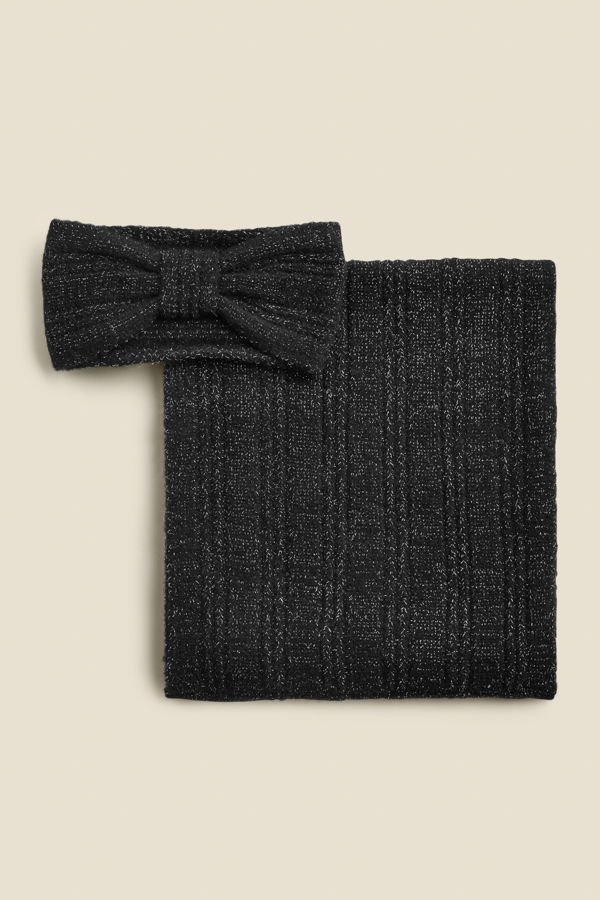 Maddy Charcoal Grey Knitted Bow Headband