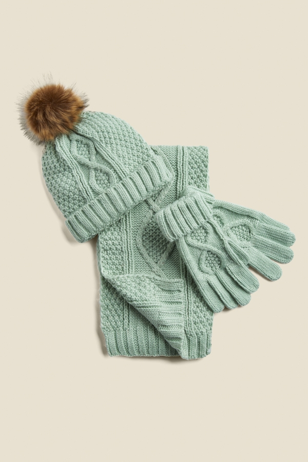 Kelly Mint Green Cable Knit Scarf