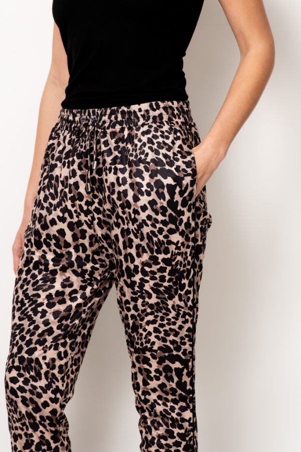 Natural Leopard Print Joggers With Pockets